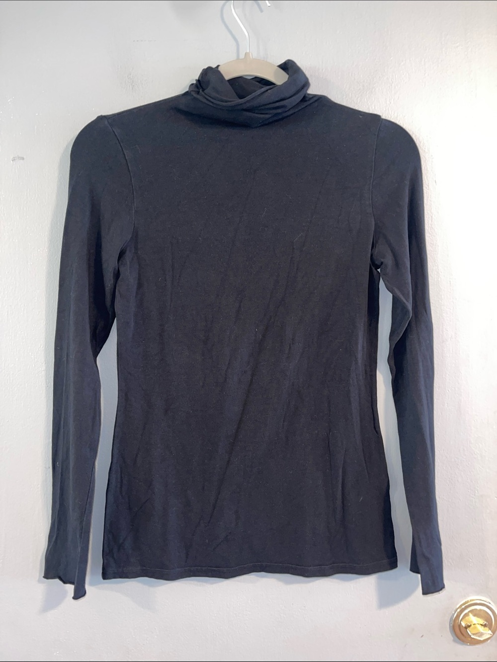 hinge‎ Black Long-Sleeve Supima Modal Turtleneck Size Small